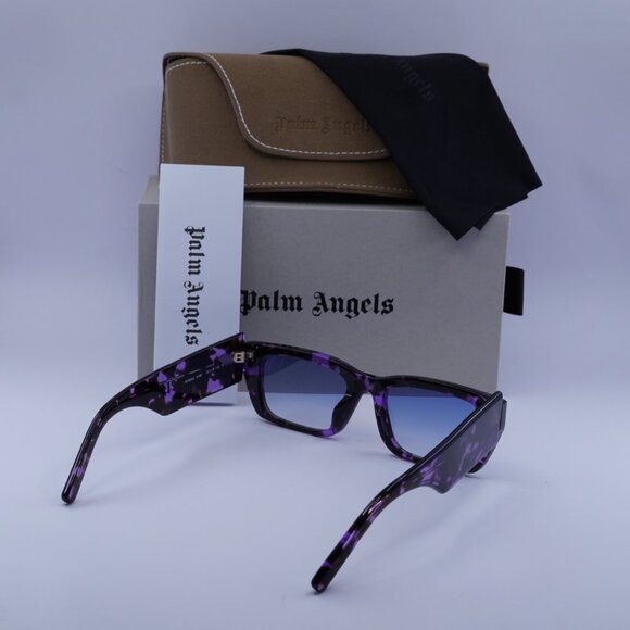 Palm Angels PERI002 PALM 3449 Sunglasses Purple Rectangle Frame, Blue Lenses - Picture 10 of 10